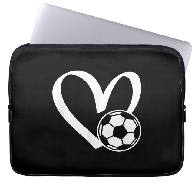 Soccer Ball Heart Laptop Sleeve (Front)