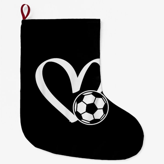 Soccer Ball Heart Large Christmas Stocking (Front)
