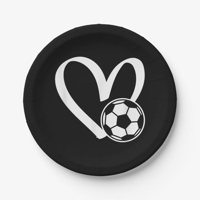 Soccer Ball Heart Paper Plates (Front)