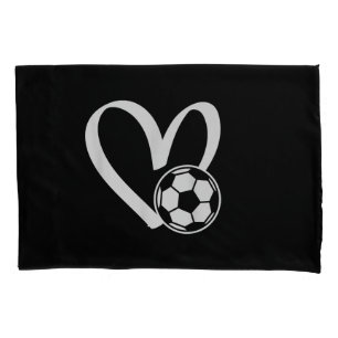Soccer Ball Heart Pillow Case