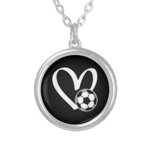 Soccer Ball Heart Silver Plated Necklace