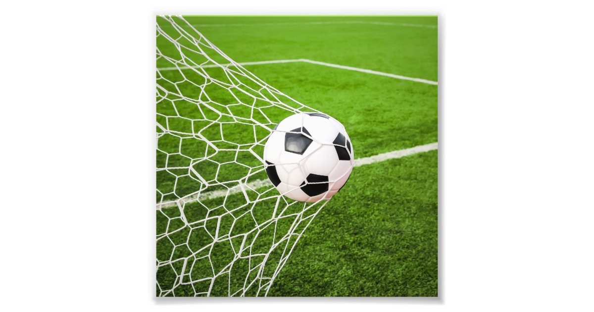 Soccer Ball Hitting Goal Net Photo Print Zazzle Com