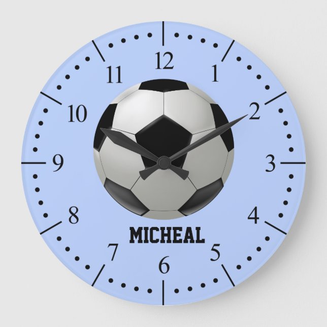 Soccer ball illustration personalized large clock (Front)