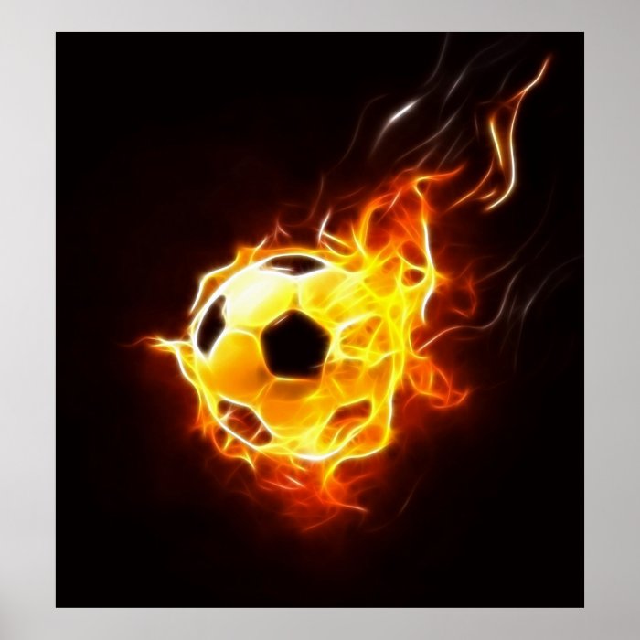 Soccer Ball in Flames Poster