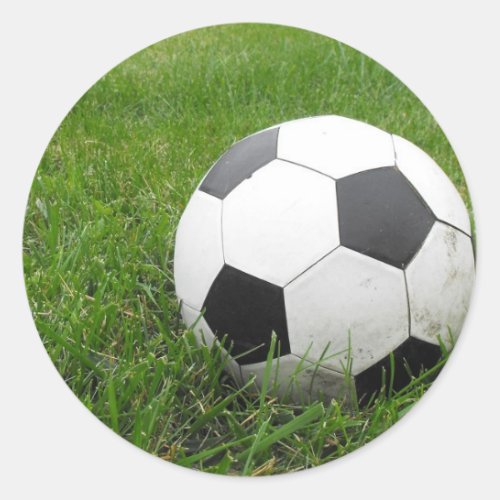 Soccer Ball in Grass Classic Round Sticker