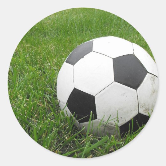 Soccer Ball in Grass Classic Round Sticker