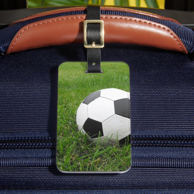 Soccer Ball in Grass Luggage Tag (Front Insitu 2)
