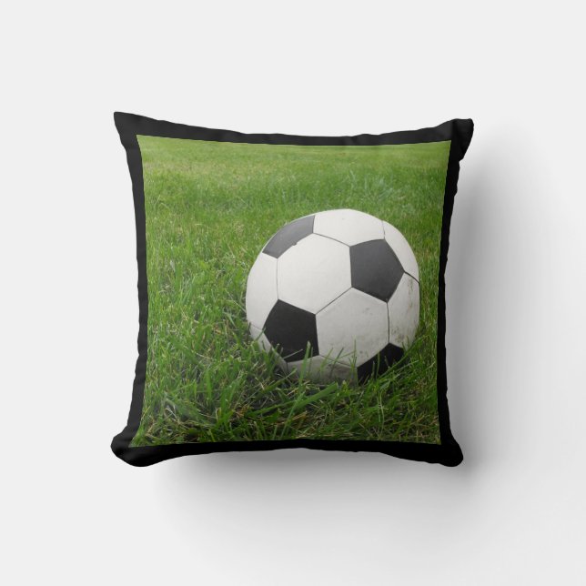 Soccer Ball in Grass Throw Pillow (Front)