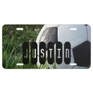 Soccer Ball in Green Grass License Plate