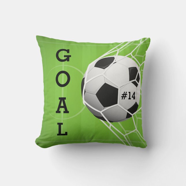Soccer Ball in Net - GOAL Throw Pillow (Front)