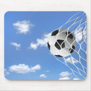 soccer ball in net mouse pad