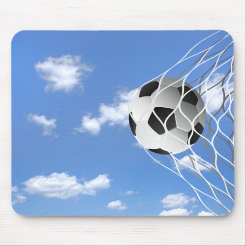 soccer ball in net mouse pad