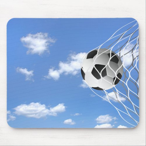 soccer ball in net mouse pad