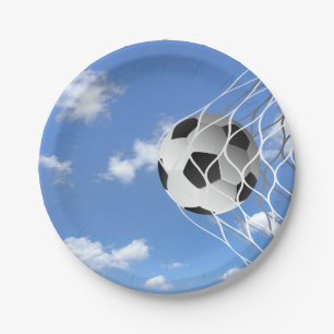 soccer ball in net paper plates
