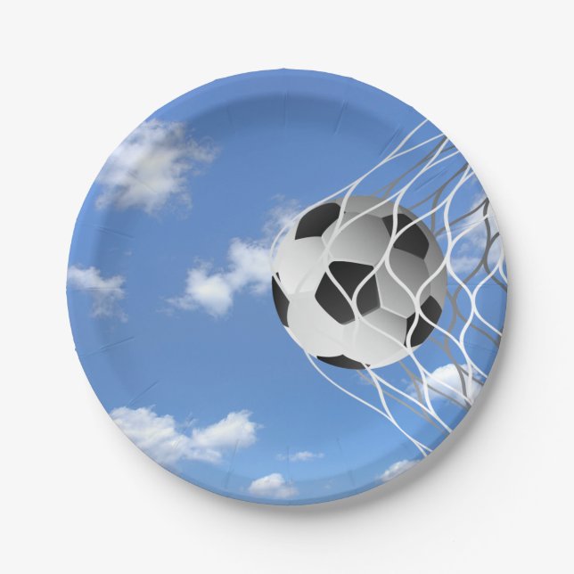 soccer ball in net paper plates (Front)
