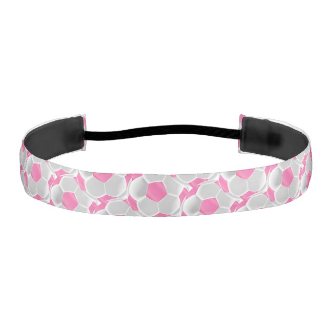 Soccer Ball ⚽ in Pink and White Athletic Headband (Front)