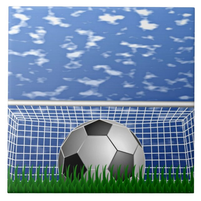 Soccer ball in the net  ceramic tile (Front)