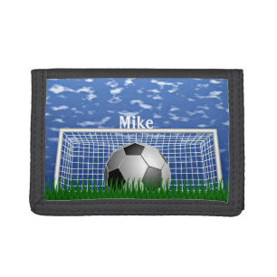 Soccer ball in the net, customizable trifold walle trifold wallet