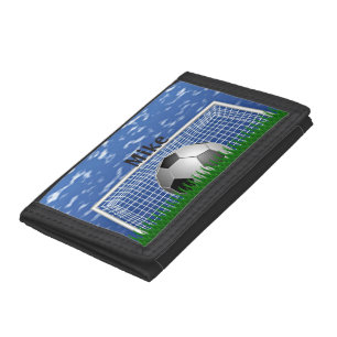 Soccer ball in the net, customizable trifold wallet