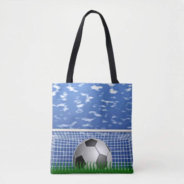 Soccer ball in the net, popular design, tote bag (Front)