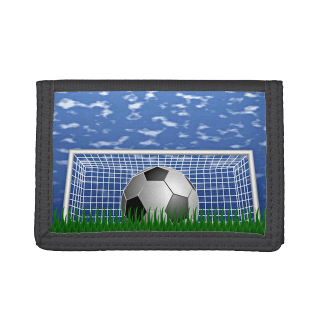 Soccer ball in the net - summer day tri-fold walle trifold wallet (Front)
