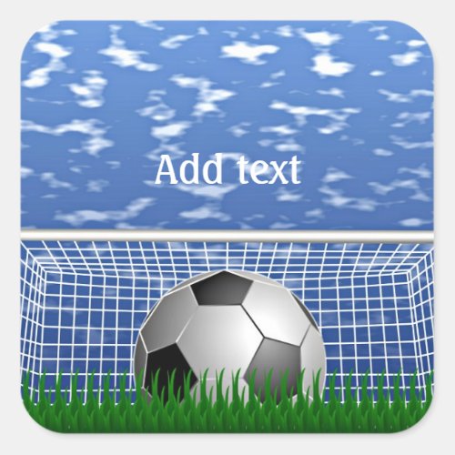 Soccer ball in the net template square sticker