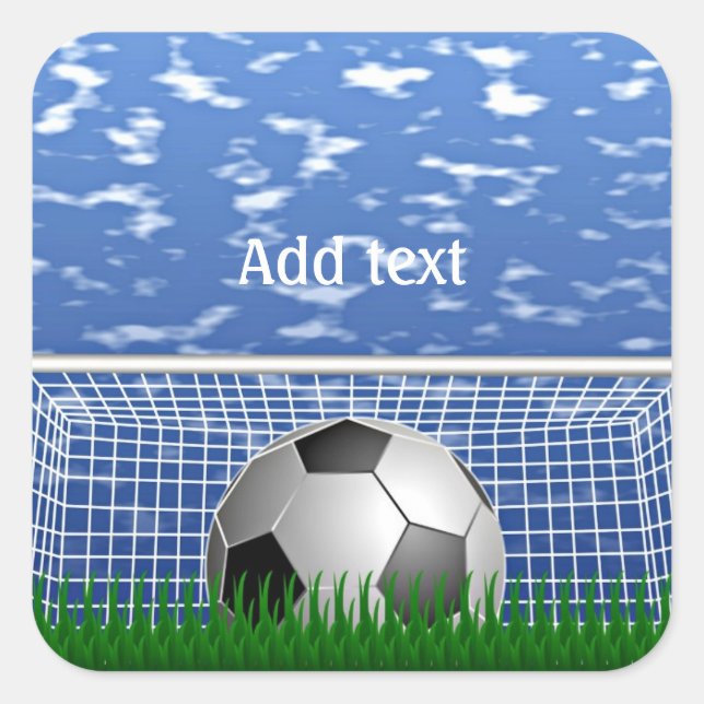 Soccer ball in the net, template square sticker (Front)