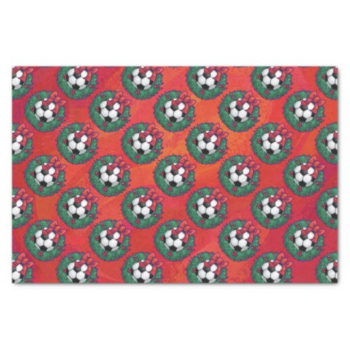 Soccer Ball in Wreath Pattern on Red Tissue Paper