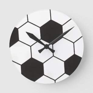 Soccer Ball Inspired Pattern Geometric Print  Round Clock