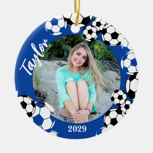 Soccer Ball Keepsake Ceramic Ornament (Front)