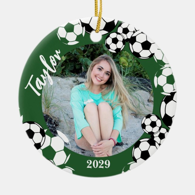 Soccer Ball Keepsake Ceramic Ornament (Front)
