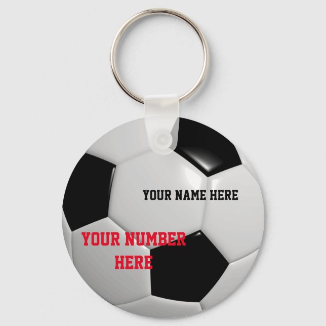 Soccer Ball Keychain Customize Your Name ID Tag (Front)