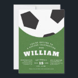 Soccer ball kids birthday party invitation<br><div class="desc">Whether you call it soccer or football,  you'll get a kick out of this invitation for a kid's birthday party. Featuring a big soccer ball,  green field turf and fun typography,  this sets the tone for a great sports-theme celebration.</div>