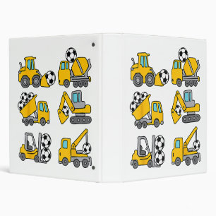 Soccer Ball Kids Football Construction Trucks 3 Ring Binder
