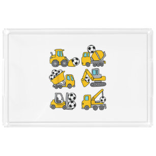 Soccer Ball Kids Football Construction Trucks Acrylic Tray