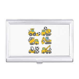 Soccer Ball Kids Football Construction Trucks Business Card Case