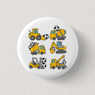 Soccer Ball Kids Football Construction Trucks Button