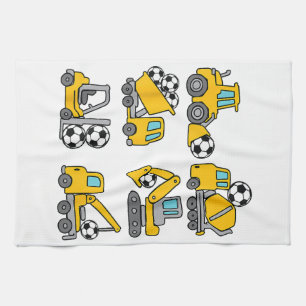 Soccer Ball Kids Football Construction Trucks Kitchen Towel