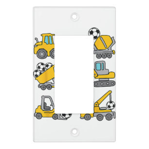 Soccer Ball Kids Football Construction Trucks Light Switch Cover