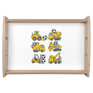 Soccer Ball Kids Football Construction Trucks Serving Tray