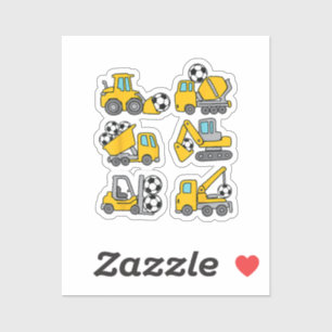 Soccer Ball Kids Football Construction Trucks Sticker