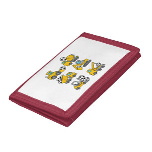 Soccer Ball Kids Football Construction Trucks Trifold Wallet
