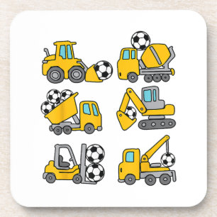 Soccer Ball Kids Football Construction TrucksSocce Beverage Coaster