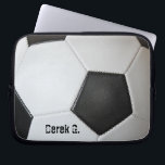 Soccer Ball Laptop Sleeve<br><div class="desc">Association Football Soccer Ball Laptop Sleeve. Close-up photograph of a black and white soccer ball. Customize it by adding text! If you liked this design and would like to see it on any other product, please send me a message and I'll be happy to create it for you. Please visit...</div>