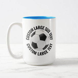 Soccer Ball & Large Text LIGHT BLUE 15oz Custom Two-Tone Coffee Mug