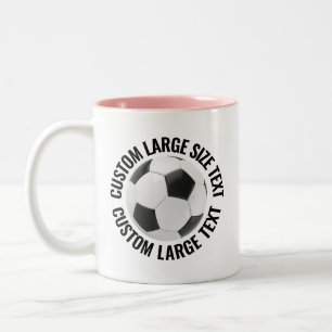 Soccer Ball & Large Text PINK 11oz Custom Two-Tone Coffee Mug