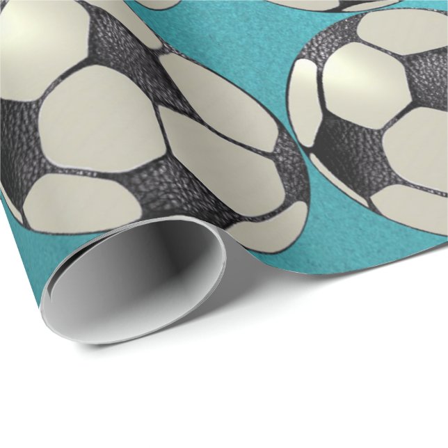 Soccer Ball / Light Sky Blue 1 Wrapping Paper (Roll Corner)
