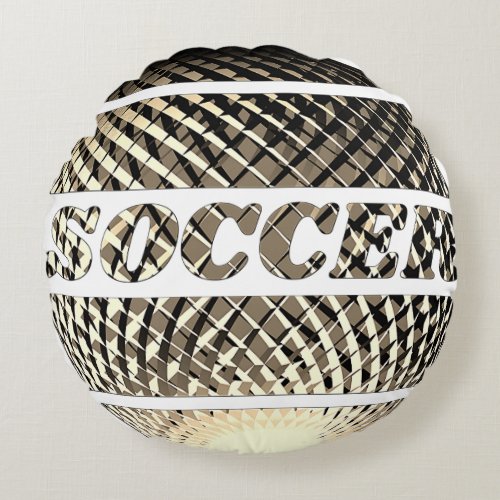 Soccer ball logo in gold round pillow