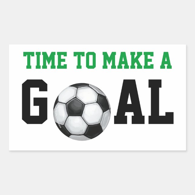 Soccer Ball, Make a Goal Rectangular Sticker (Front)