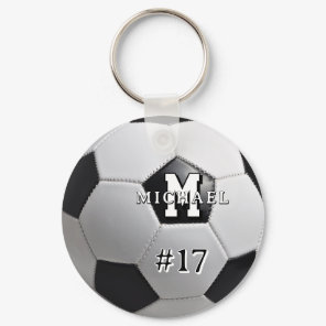 Soccer Ball Monogram Football Sports Photo Keychain